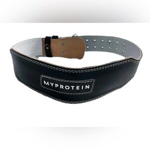 MyProtein Leather Weightlifting Belt Black Padded Back Support Gym